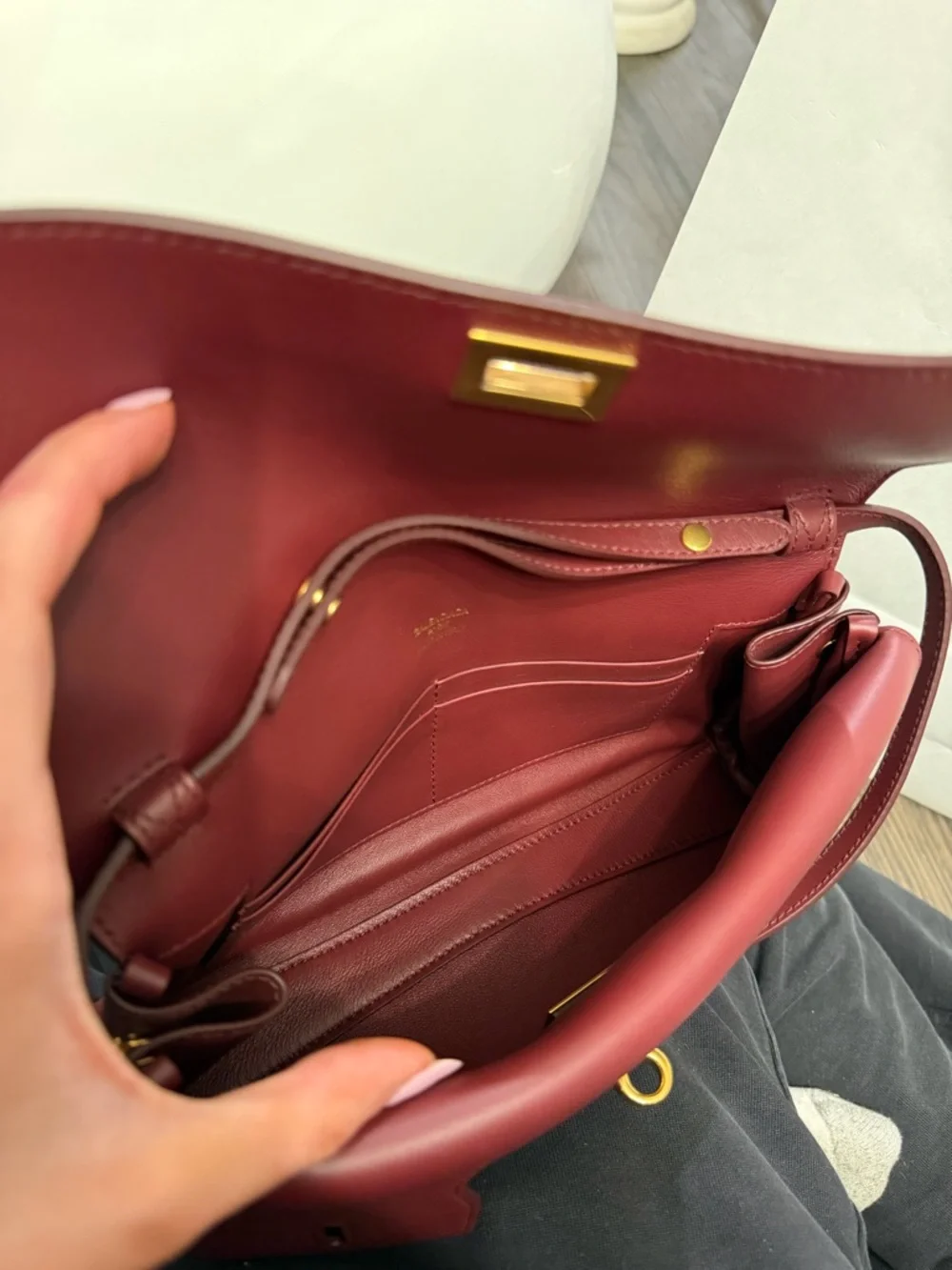 Balenciaga Bel Air Strap Clutch Bag in Burgundy - Picture 6 of 7